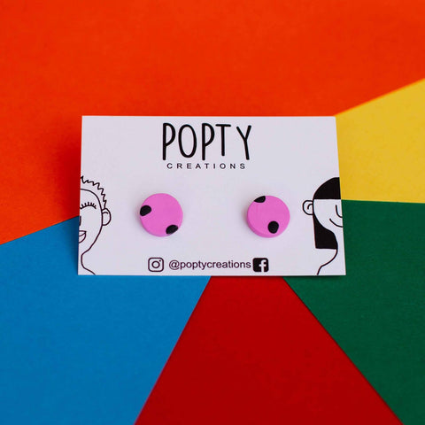 POPTY PINKS MEDIUM CIRCLE STUDS