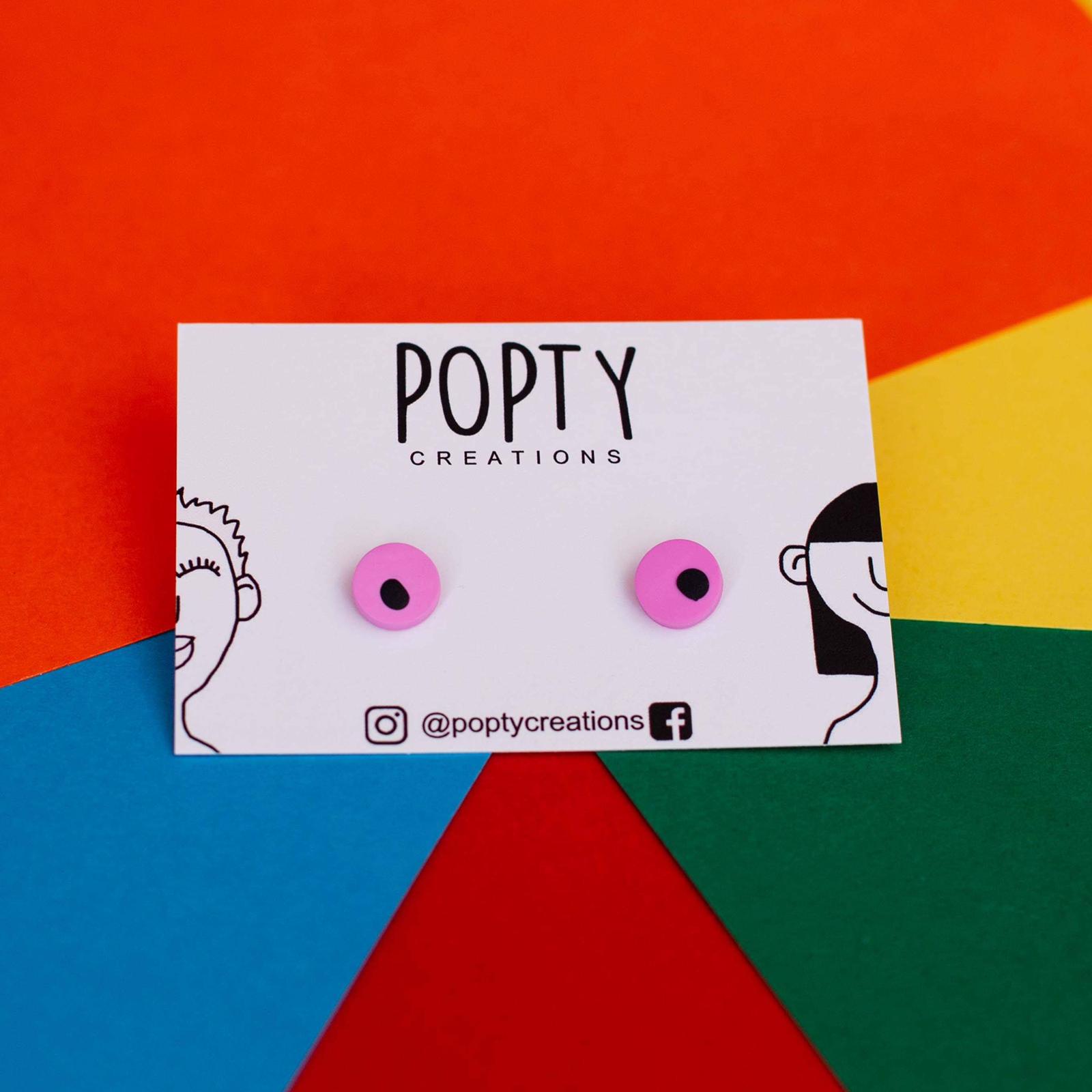 POPTY PINKS SMALL CIRCLE STUDS