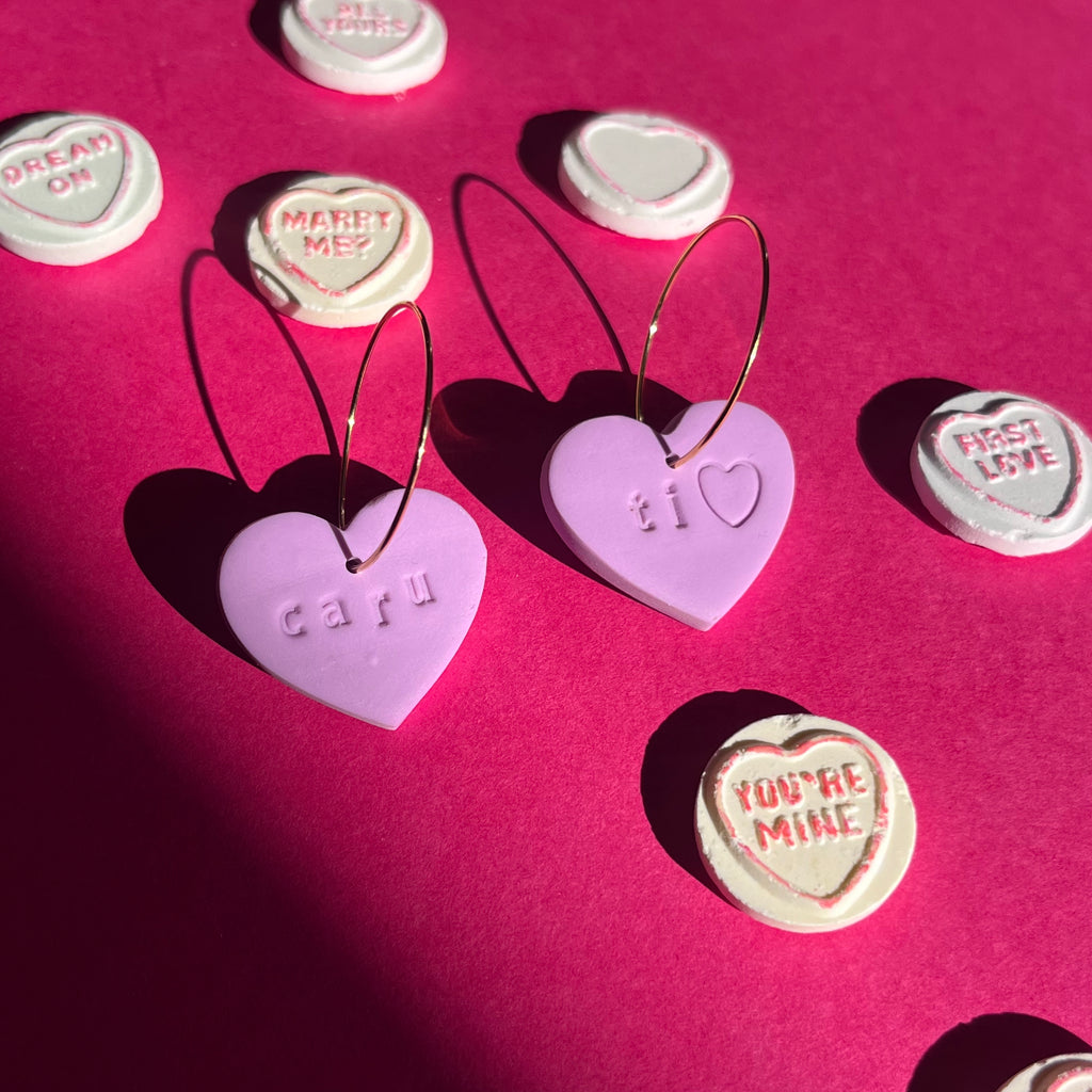 LOVE HEART 'CARU TI' HOOP LILAC
