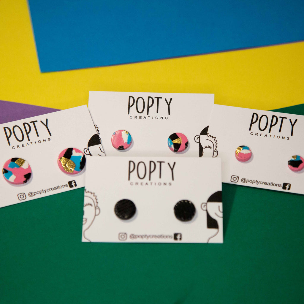 PINK LEOPARD CIRCLE STUDS