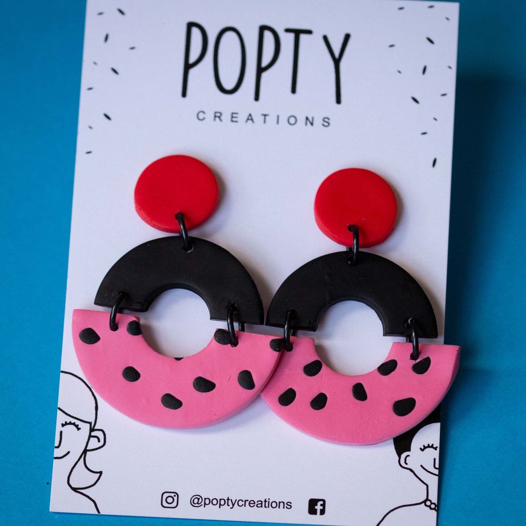 LARGE WATERMELON STATEMENT DANGLE