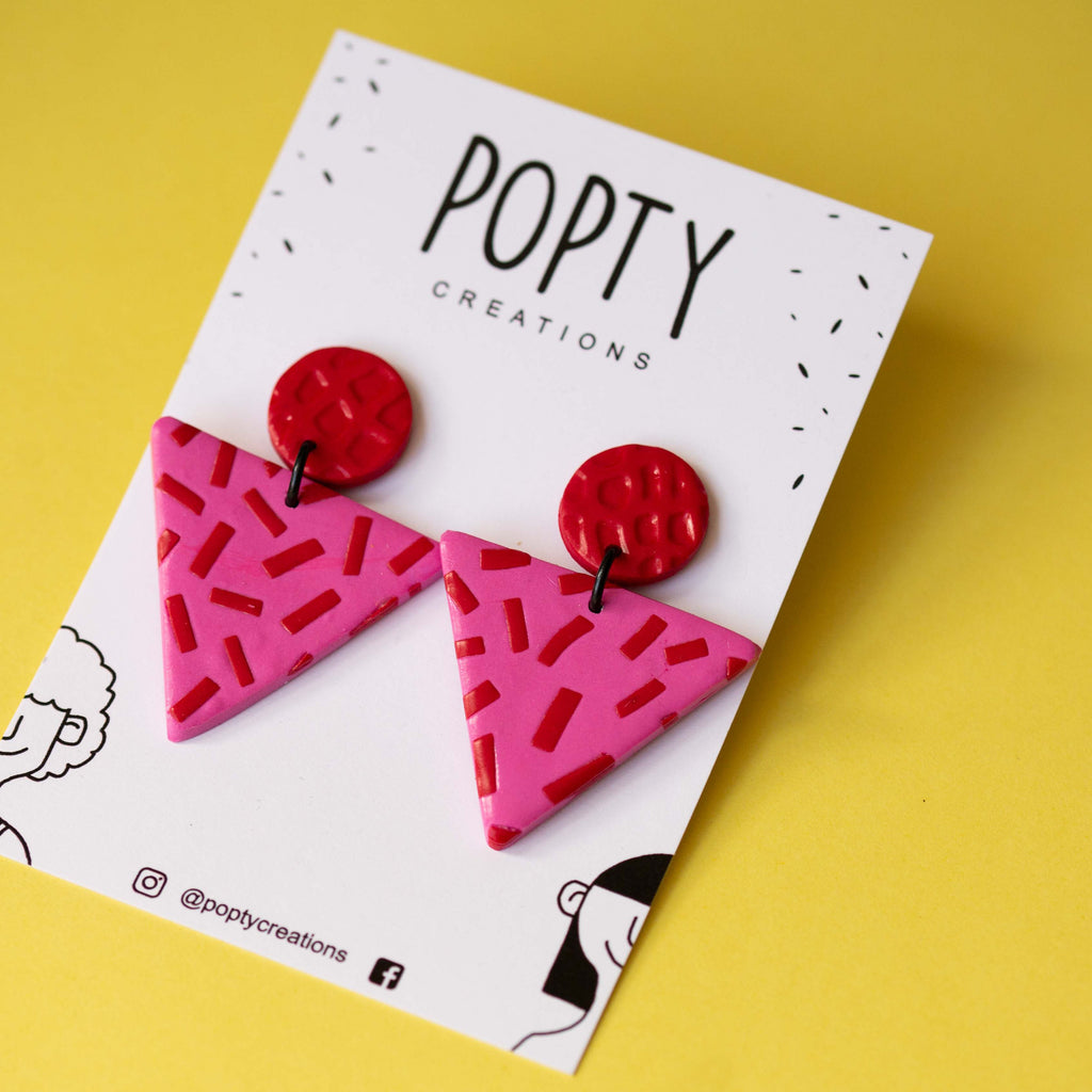 PINK SPRINKLES LARGE TRIANGLE DANGLES