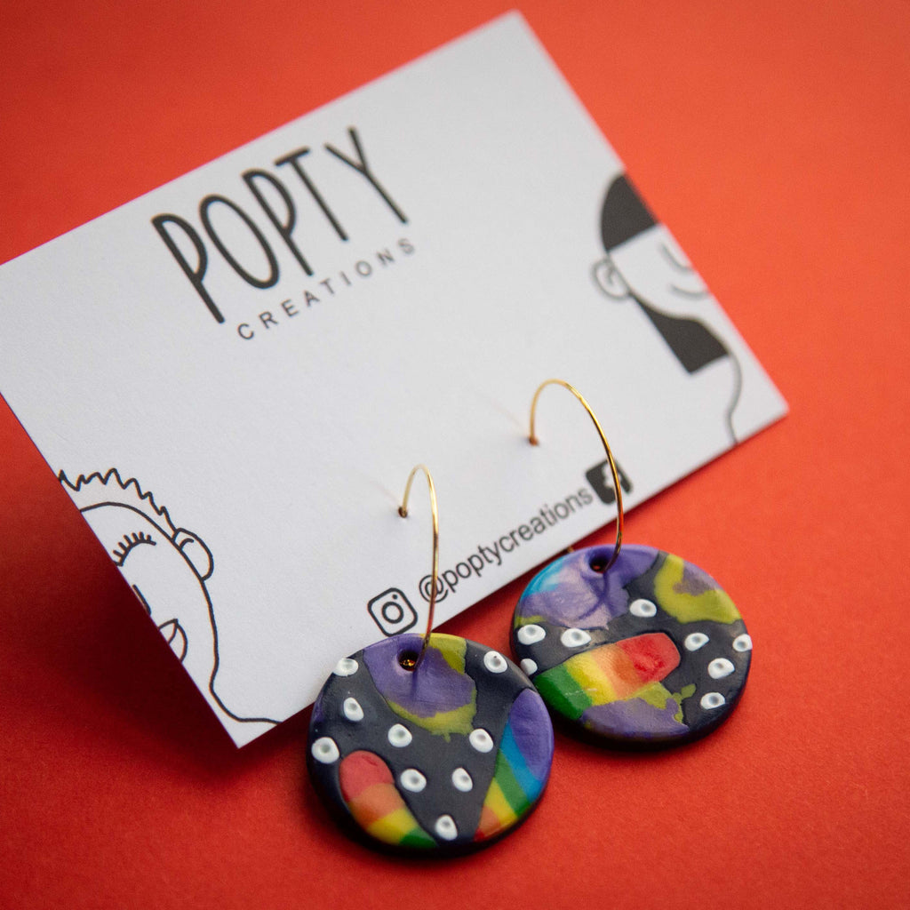 RAINBOW DOT CIRCLE HOOPS