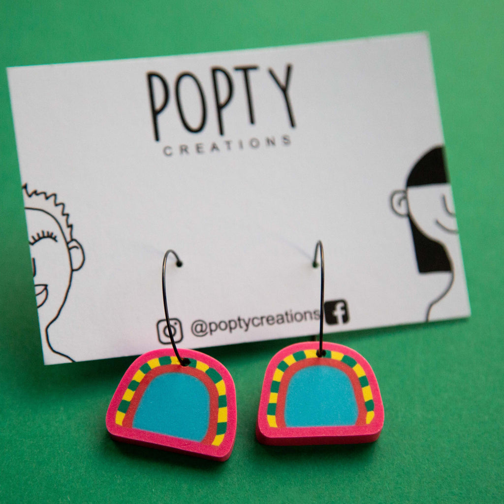 PINK RAINBOW CANE HOOPS