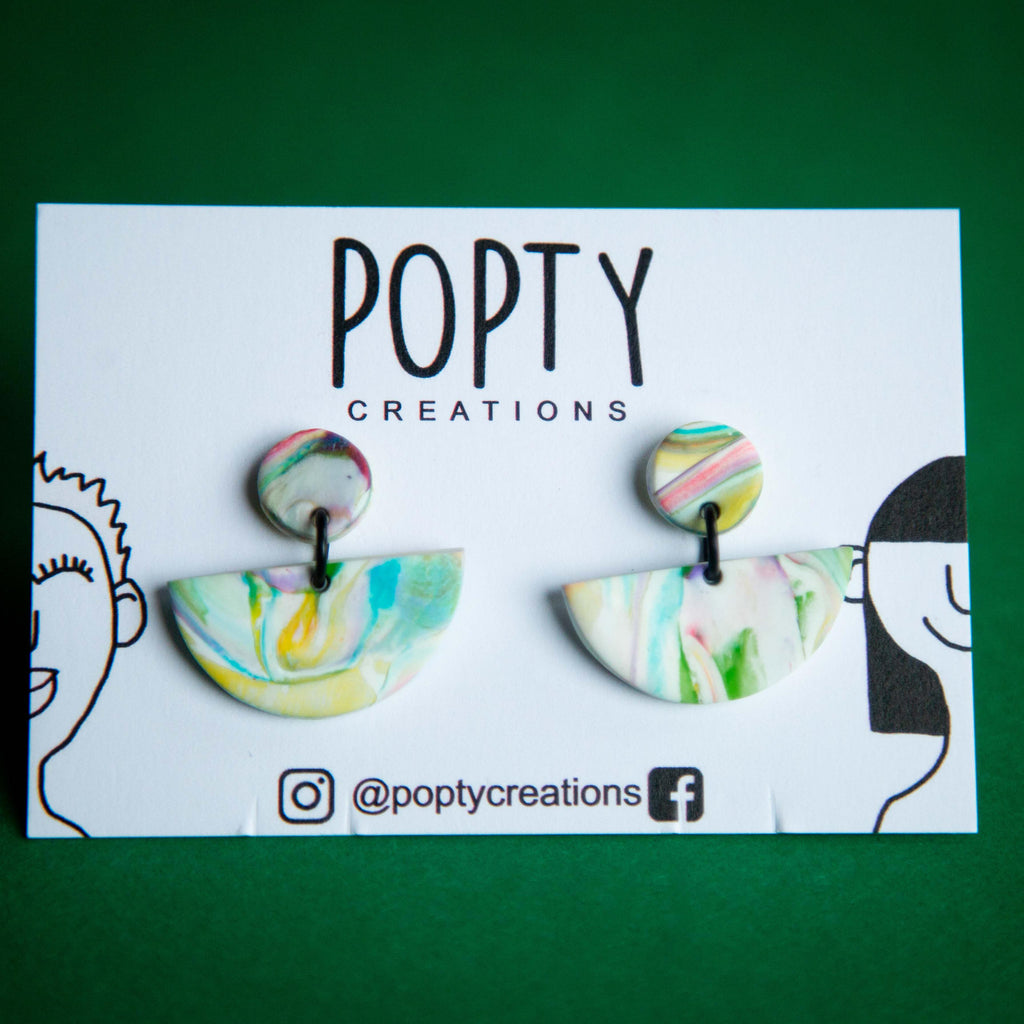 RAINBOW MARBLE SMALL SMILE DANGLES